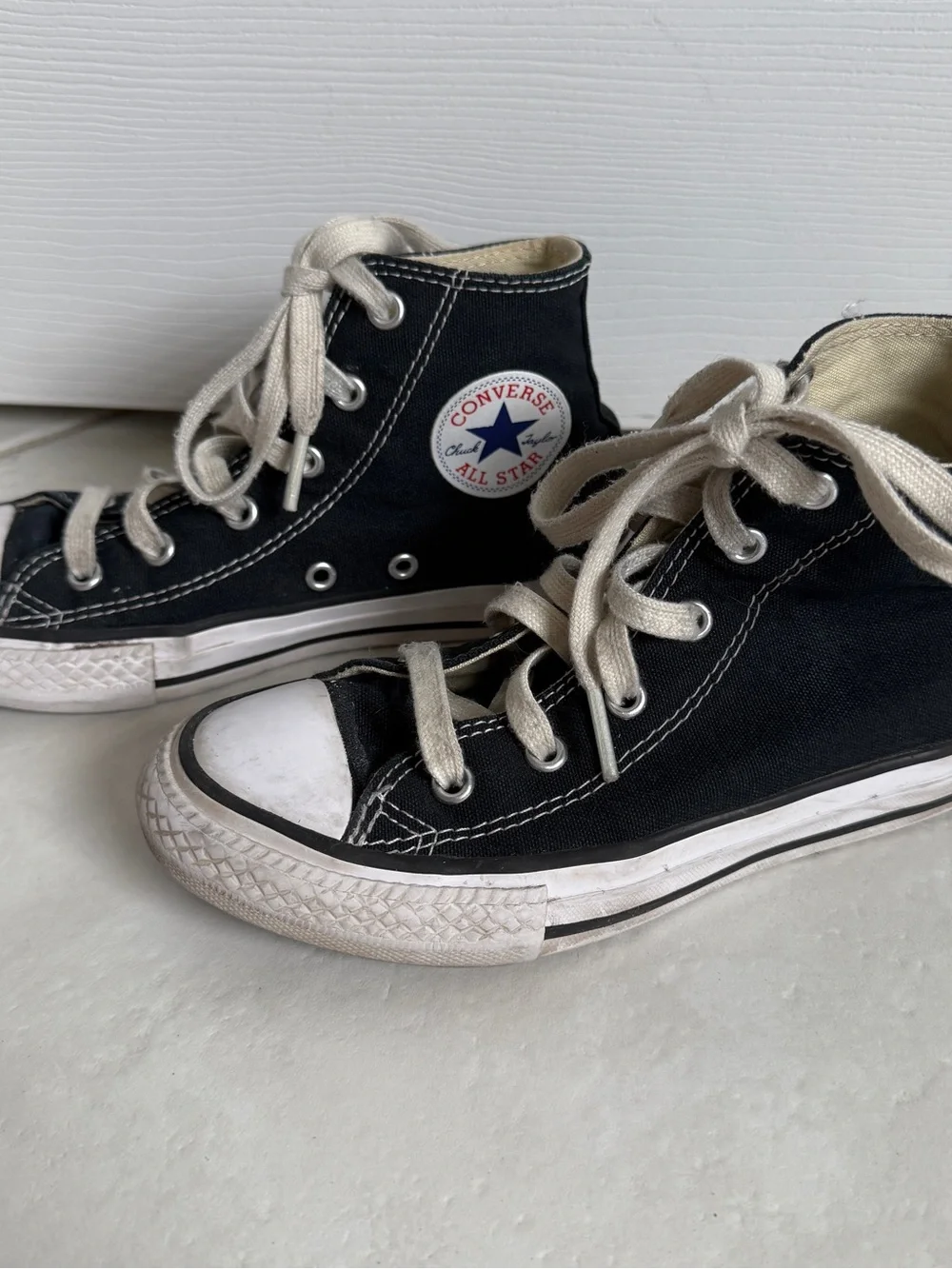 Converse Kids' Black High-Top Canvas Sneakers - Classic All Star size 1